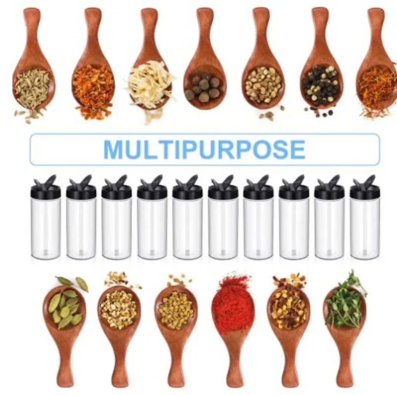 Clear Plastic Spice Jar Kitchen Seasoning Bottle Salt Pepper Shaker Container Barbecue Condiment Jar Kitchen Spice Storage Tools