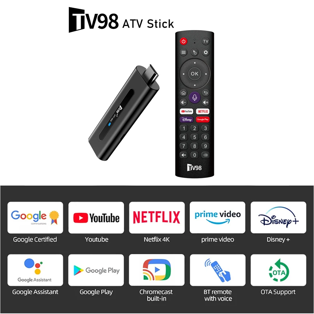 S1557d54a831843aaa5ac032385be3e74r TV98 ATV Stick Android 14 BT 5.0 Allwinner H313 4Core 4G 5G Dual WiFi Voice Remote HD 8K 4K @60fps TV stick 8GB 128GB iptv