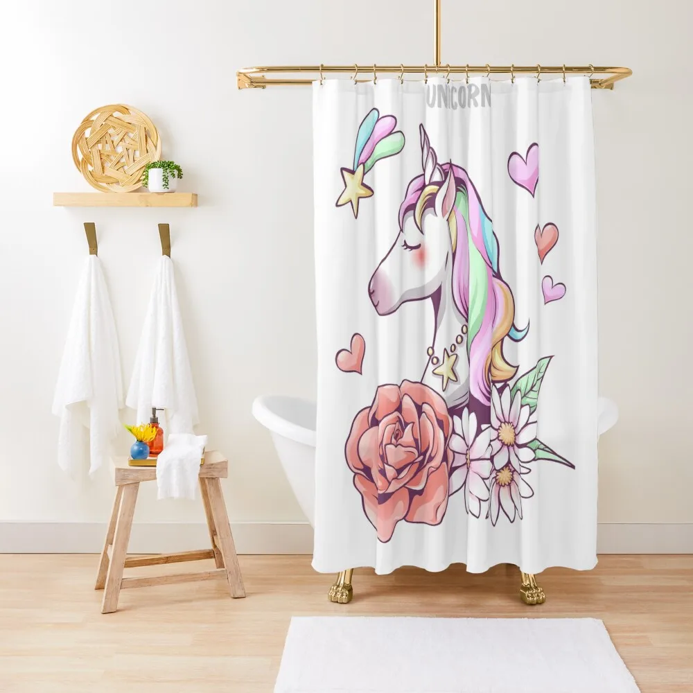 

Pretty Unicorn , Gift for kids , Licorne Shower Curtain Shower For Bathroom Bathroom Shower Cover Set Curtain