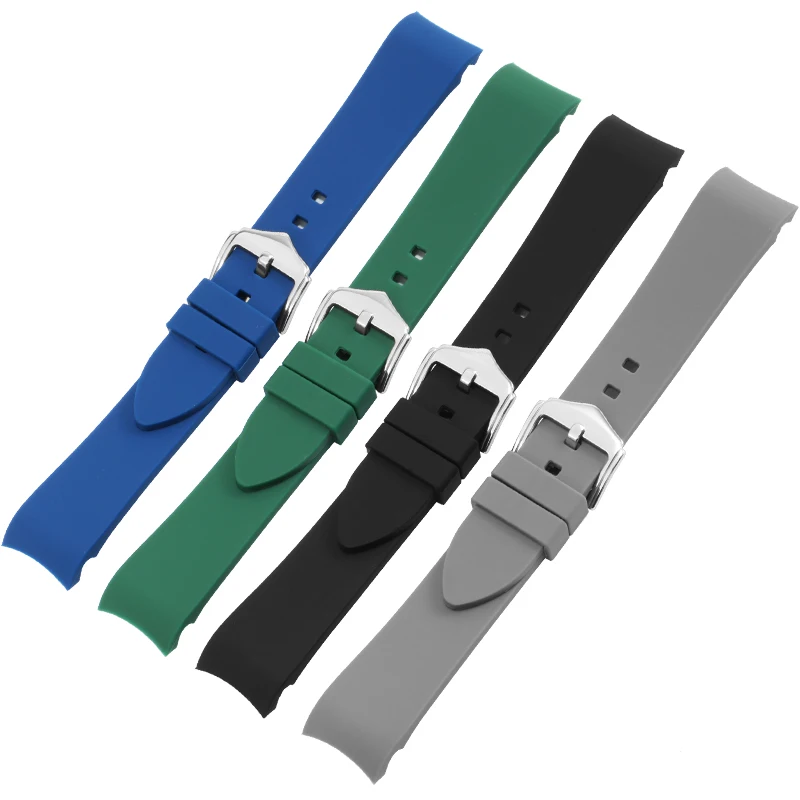 Universal Waterproof Silicone Watch Strap 18/19/20/21/22/24mm Curved Interface Rubber Watchband