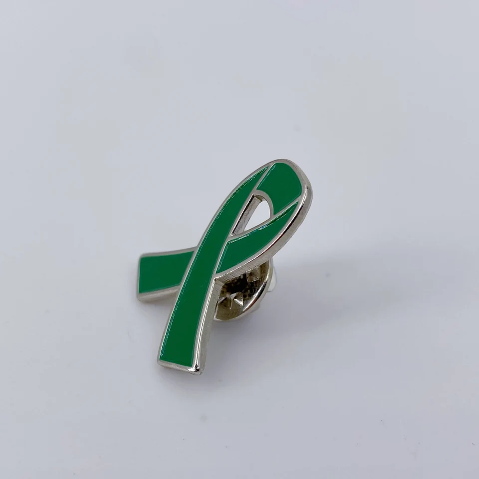 PinMart Break The Stigma Enamel Lapel Pin - Green Mental Health Awareness Brain Pin - View #4