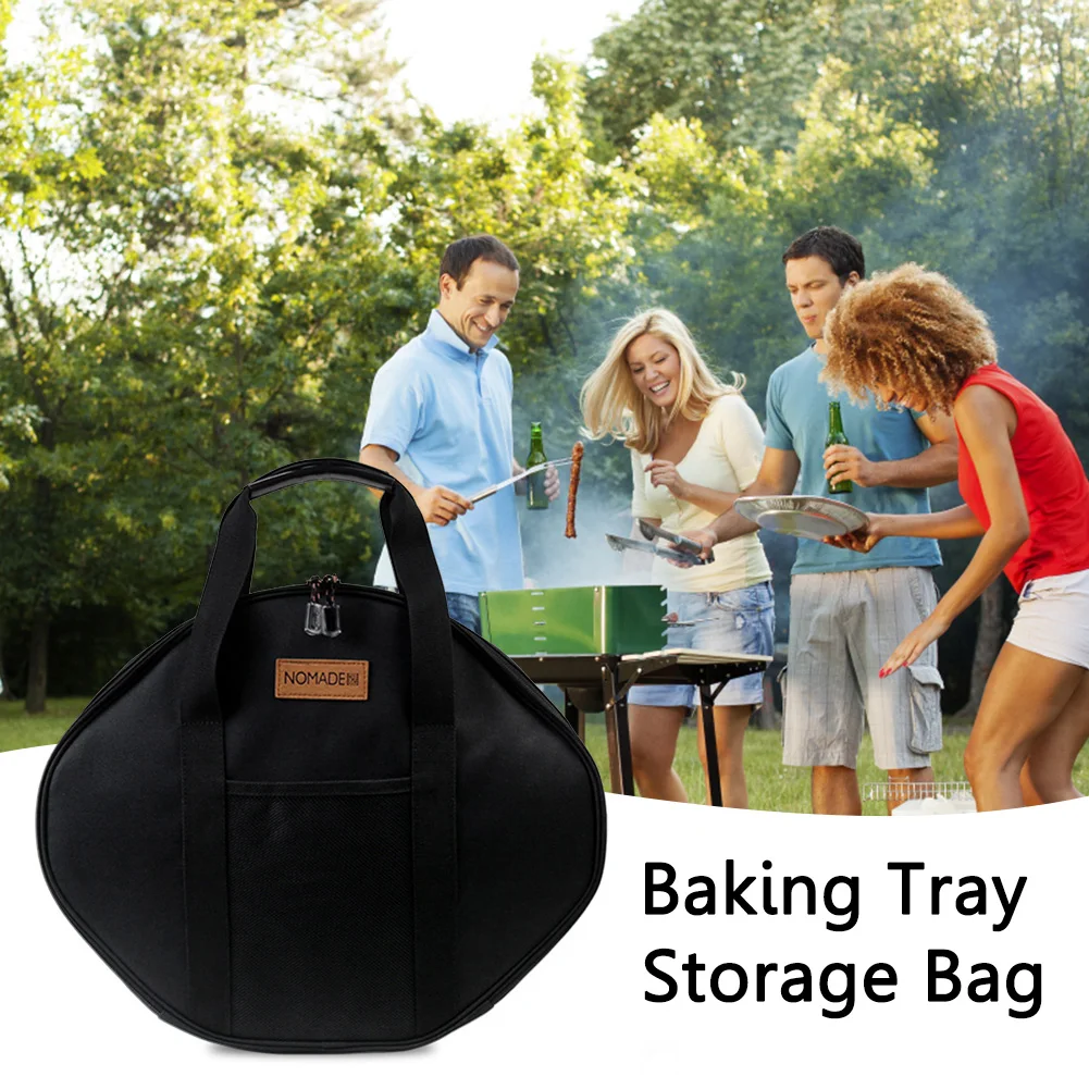 Frying Pan Bag Case 600D Oxford Grill Plate Carry Bag Wear-resistant Side Pocket Outdoor BBQ Tool Beach Picnic BBQ Accessories camping storage bag camping cookware bag