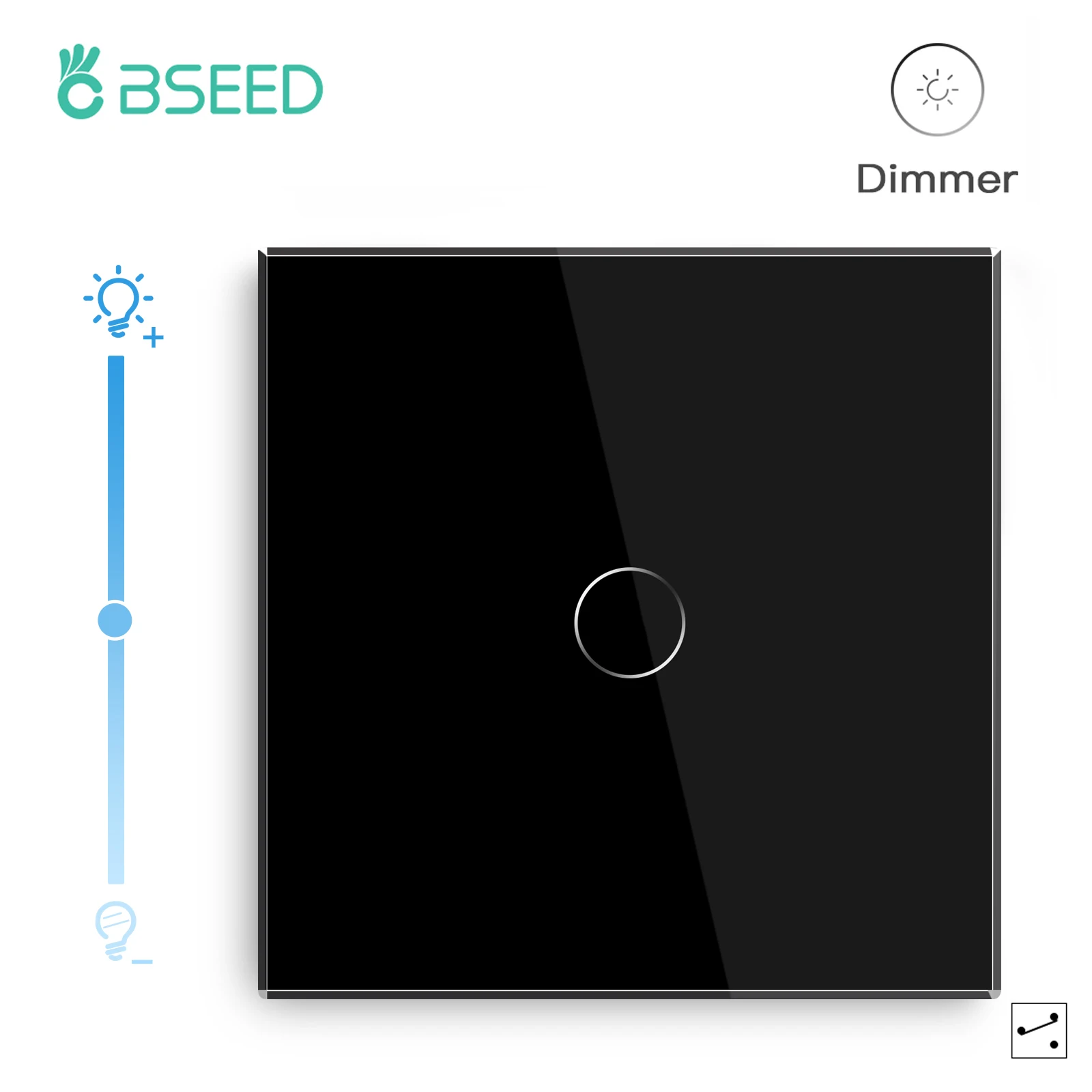 BSEED Touch Screen Dimmer Switches 1Gang 2Way White Black LED Dimmable Touch Sensor Switch Blue Backlight Glass Panel 10A led dimmer switch led dimmer controller smart dimmer switch lamp dimmer power cords dimmer switch