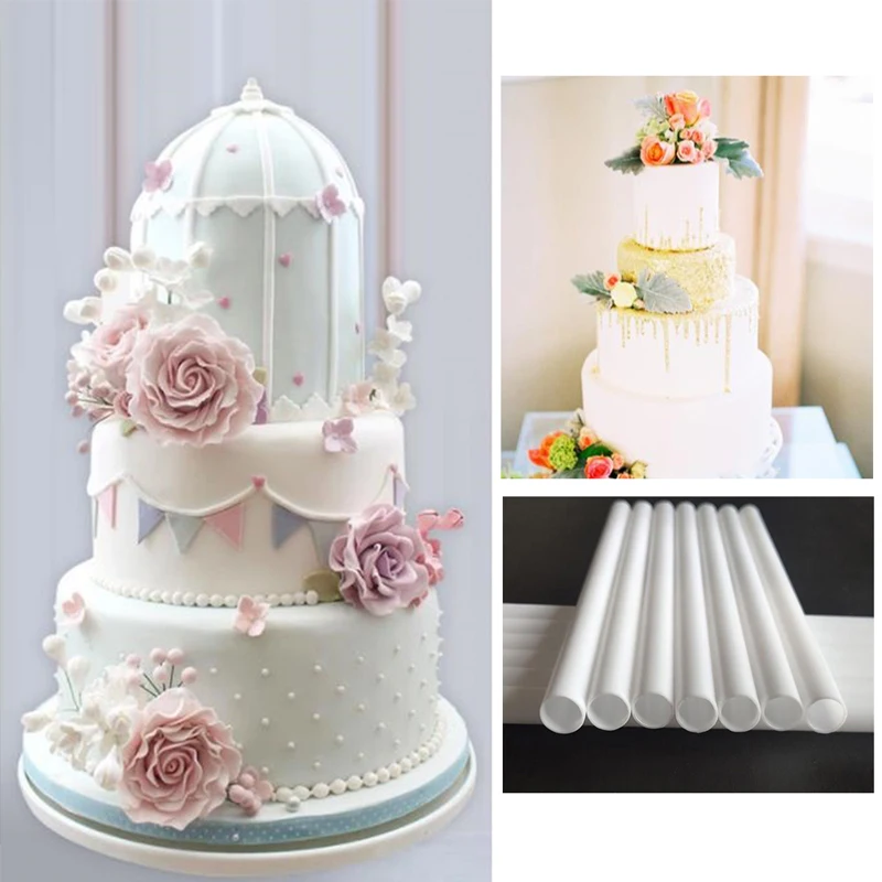 Cake Dowels 10Pcs 21cm/24cm/30cm White Plastic Cake Support Rods Round Dowels Straws Reusable