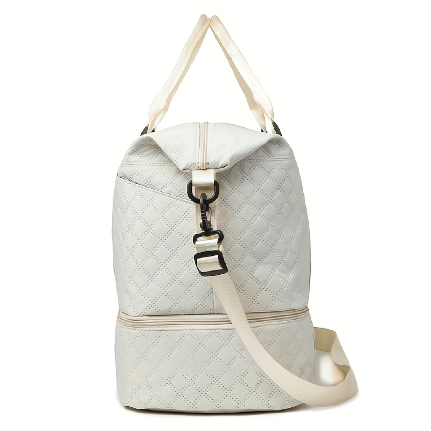 2PCS Argyle Pattern Duffle Bag & Cosmetic Case Set-Spacious Gym Bag with Shoe Compartment, Ultra-Portable Travel Luggage featu