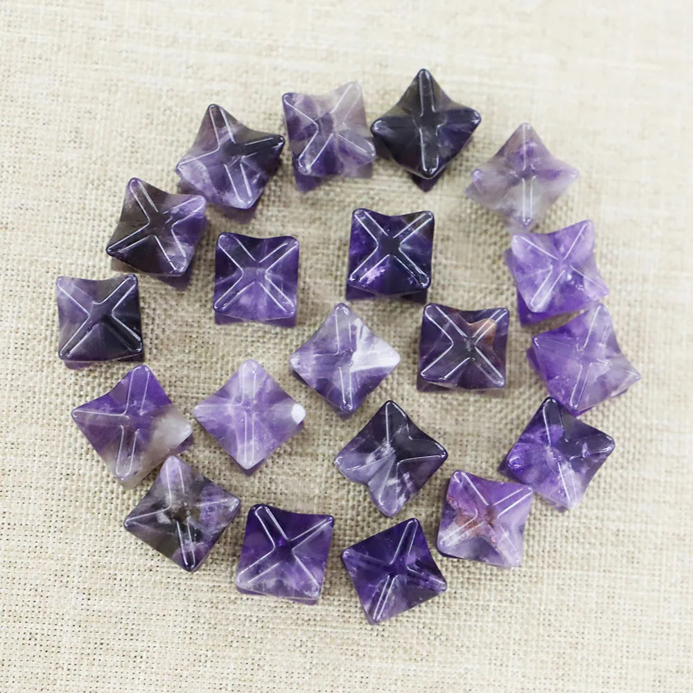 Free Shipping 20mm Natural Stone Non-porous Merkaba Hexaxed Star Amethyst Decoration DIY Reiki Healing Adornment Wholesale 10Pcs