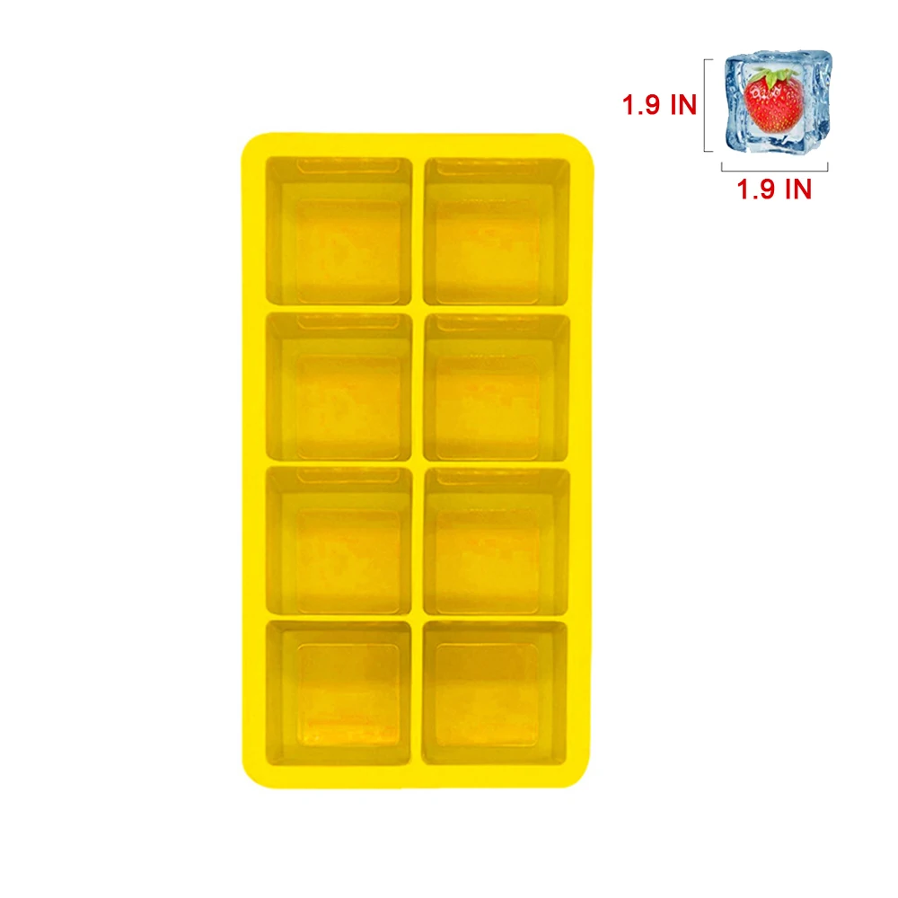thumbnail image 1 of Bandeja de cubitos reutilizable, moldes de silicona para cubitos de hielo, moldes para bandejas de hielo grandes para hacer 4/6/8/15 cubitos de hielo gigantes para whisky para congelador, 1 of 5