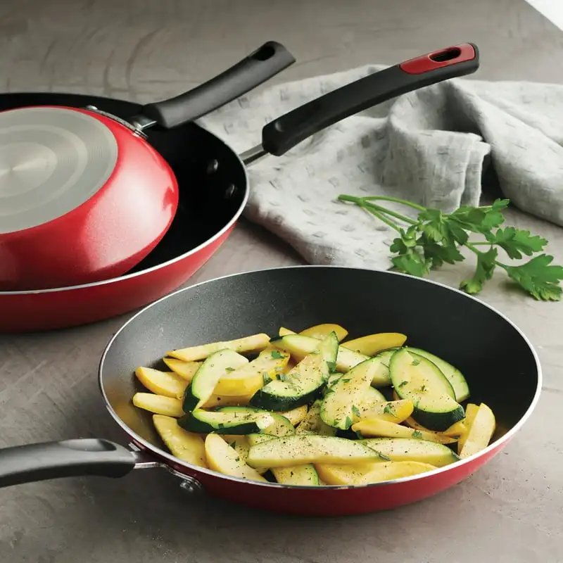 

3 Pk Aluminum Nonstick Fry Pans – Metallic Red