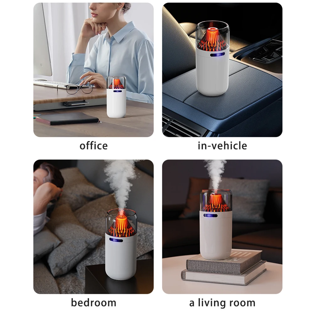 Volcano Air Humidifier with Colorful Night Light Car Mist Spray Maker Volcano Humidifier Diffuser for Auto Interior Decoration