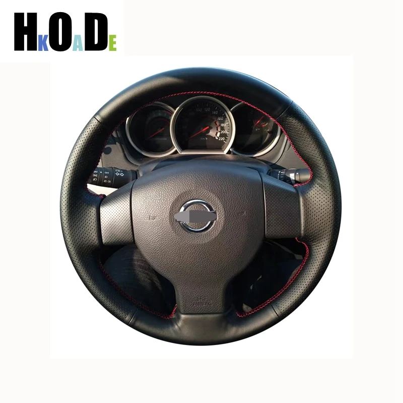OZEQO Cubierta De Volante De Automóvil Cosida A Mano De Cuero Negro, Apta Para Peugeot 308 Old Peugeot 408