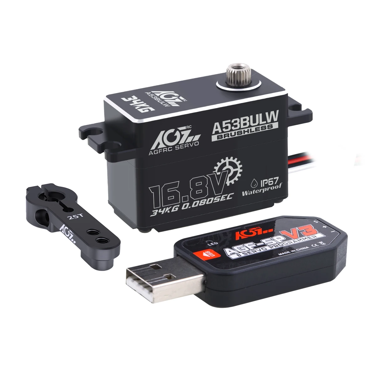 AGFRC CNC 16.8V 4S High Torque 34KG Waterproof IP67 Brushless Programmble  Low Profile Digital A53BULW Servo 1/10 Scale Crawler 1/8 Monster Truck 4WD  Buggies