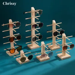 Estante de exhibición de gafas de sol de madera de 1 a 6 capas, soporte de exhibición de anteojos de almacenamiento, soporte de joyería, múltiples pares, vitrinas de gafas