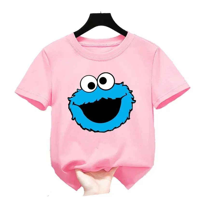thumbnail image 1 of Bonitas camisetas de algodón con dibujos animados para niños, camisetas de manga corta con diseño de Barrio Sésamo, camisetas divertidas de verano para bebés y niñas, ropa para niños, 1 of 5