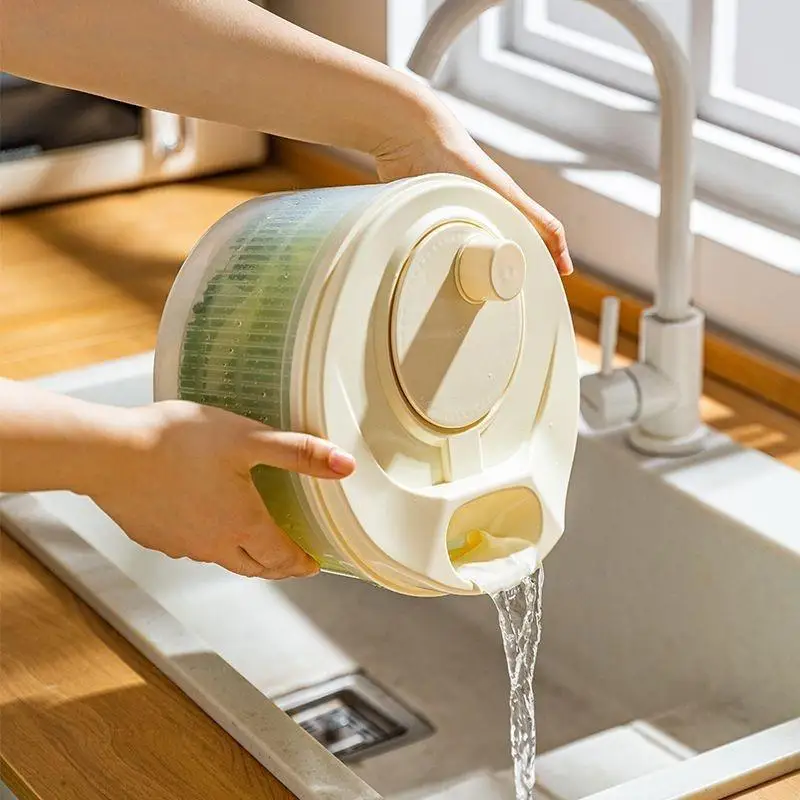 1Pc Manual Vegetable Dryer Multifunction Salad Spinner Dryer PP Fruit Food Dehydrator Household Kitchen Quick Drying