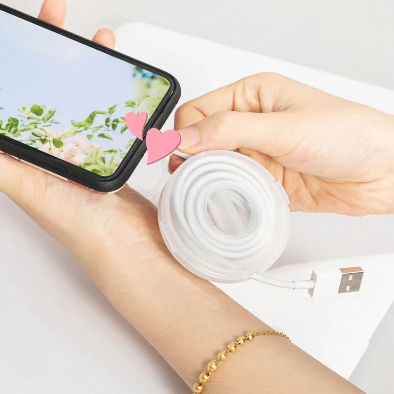 Portable Transparent Charging Cord Organizer Round Storage Case