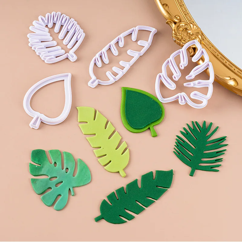

4Pcs Leaf Cookie Cutter Mold Creative Biscuit Jungle Chocolates Fondant Stamp Cake Decorating Diy Baking For Kitchen Tools