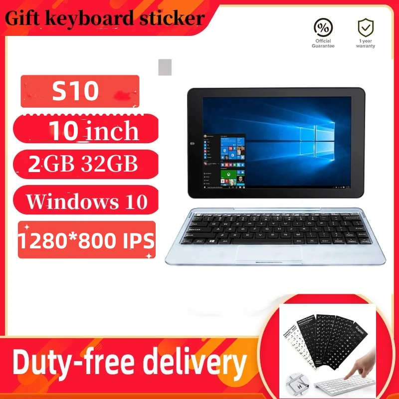 

Hot Sales 10 Inch Windows 10 Home 2-in-1 Mini Notebook Quad Core 2GB RAM 32GB ROM 1280 x 800IPS Intel Atom Z3735F WiFi Tablet PC