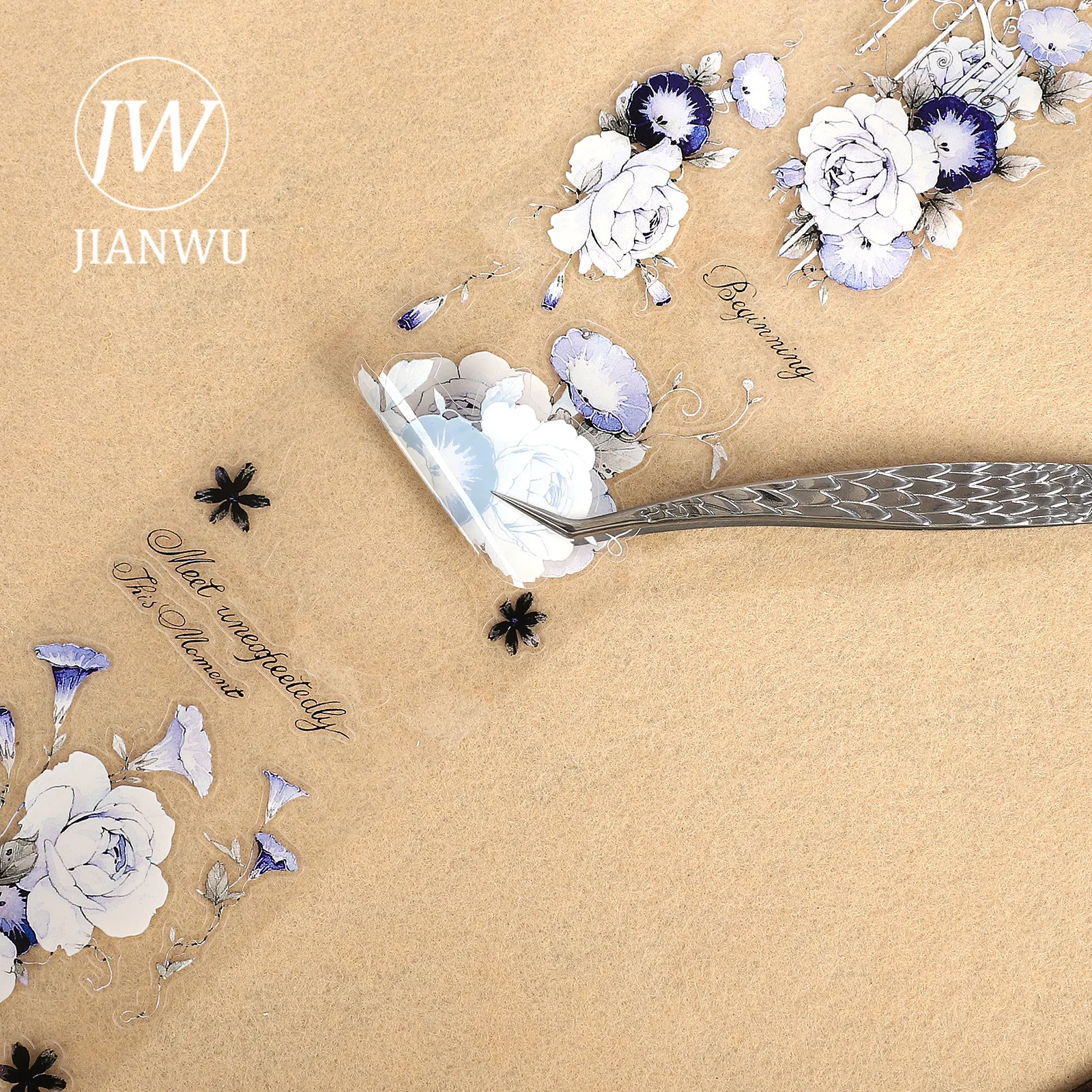 IANWU 65mm*6m 빈티지 식물 꽃 창문 풍경 소재 콜라주 스크랩북 PET 테이프 창의적인 DIY 저널 문구류