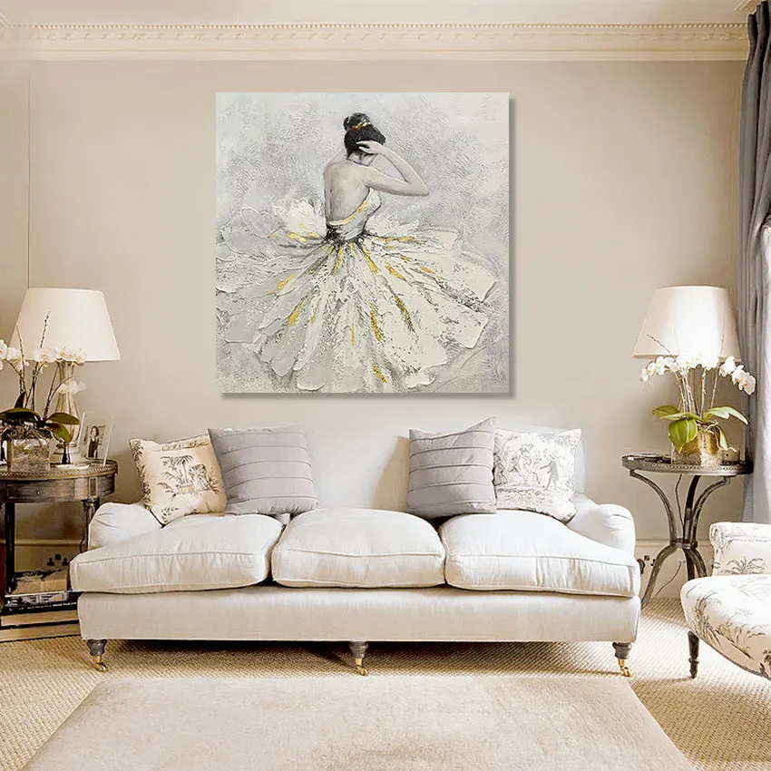 

100% ручная роспись Портрет девушки картина маслом Женская абстрактная Танцующая балетная картина настенное искусство для декора