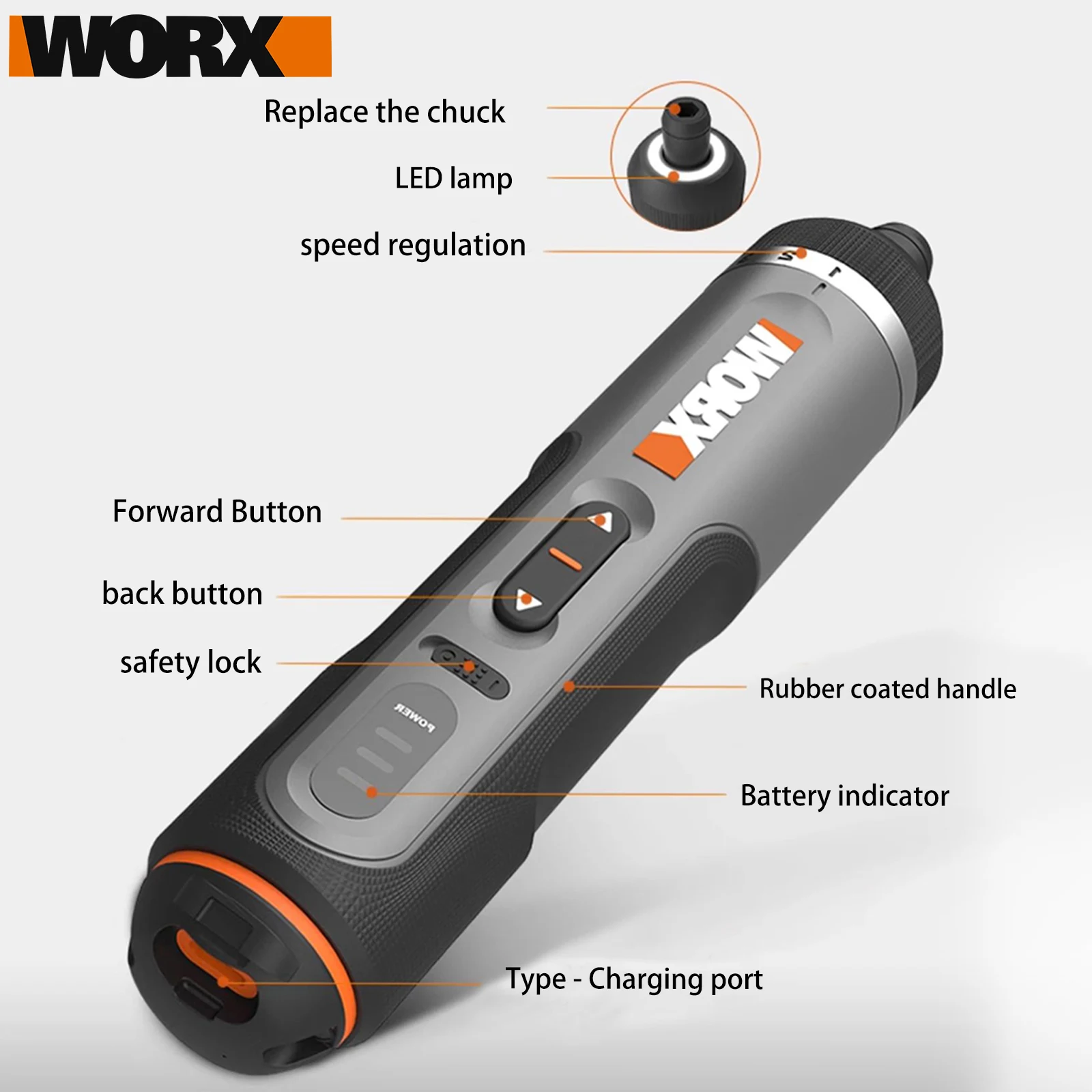 Worx 4V Electrical Screwdrivers Set WX242 Portable Smart Cordless Power Screw Driver Mini Electric Drill Home Repair Power Tool 5
