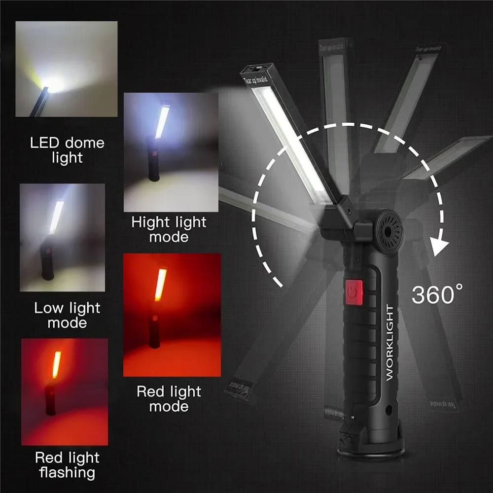 Portable COB LED Flashlight USB Rechargeable Built in Battery LED Light With Magnet led flashlight