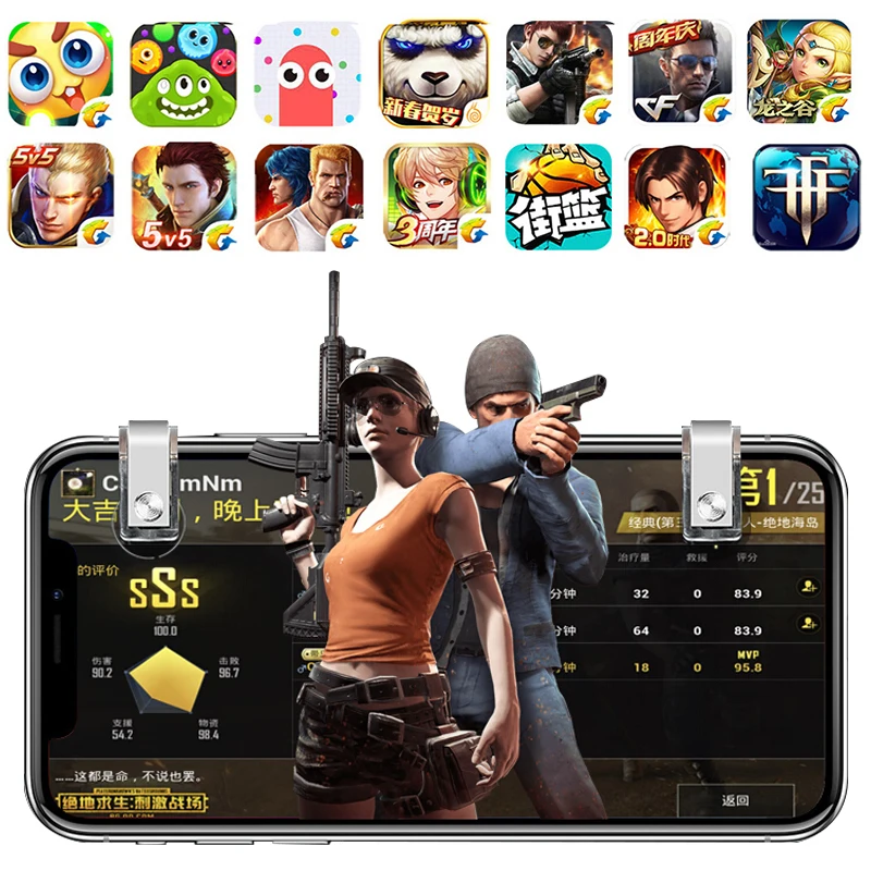 Mobile Phone Game Fire Button Smart Phone Metal Game Trigger L1 R1 Shooter For iphone Knives Out / Survival Rules / PUBG gaming trigger controller