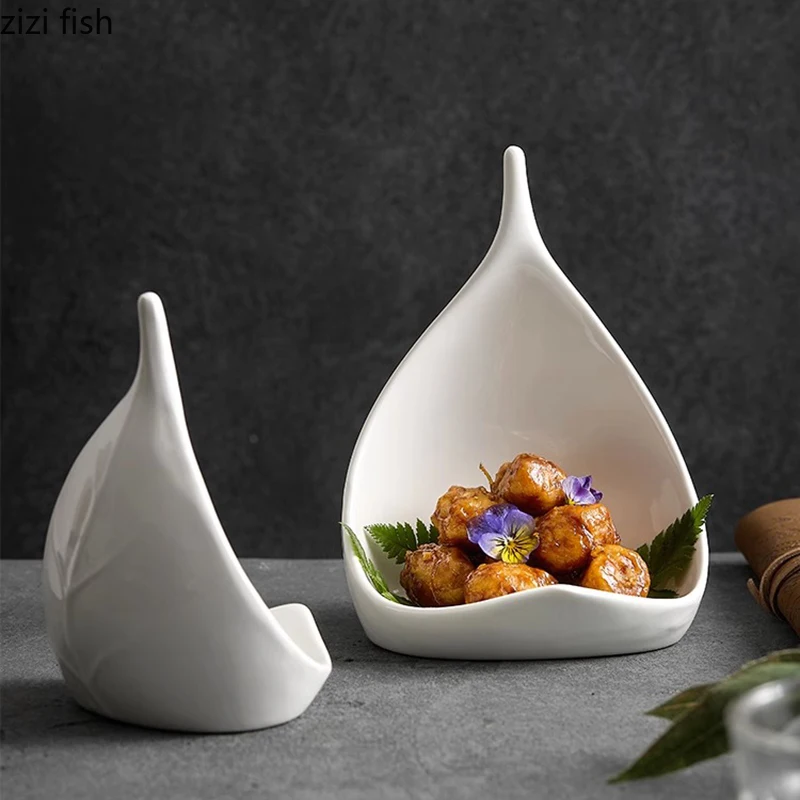 Ceramic Dinner Plate Creative Irregular Dessert Plate Snack Sushi Plates Pasta Plates Restaurant Specialty Tableware