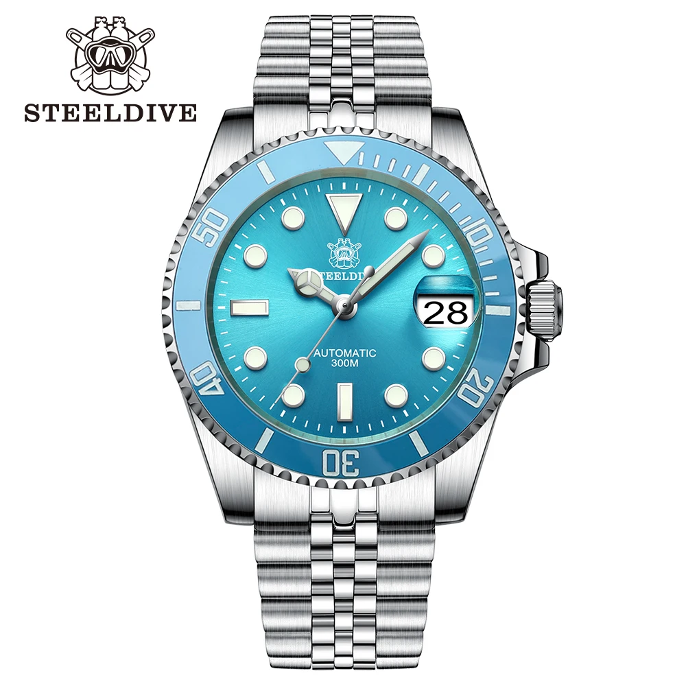 STEELDIVE Brand SD1953 Turquoise Ceramic Bezel Insert NH35 41mm Case Sapphire Glass 300M Men Diver Watches reloj hombre 300m water resistence nh35 turtle professional watch diver master steel automatic wristwatch men 120clicks bezel 4 1 crown white