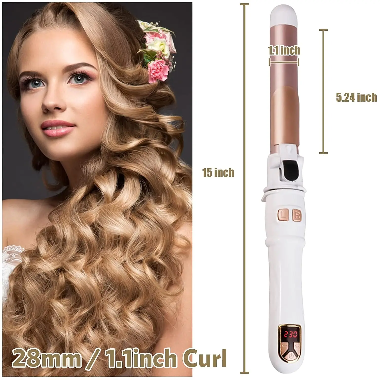 1.1/1.25inch Rotating Curling Iron Curling Wand Automatic Hair Curler 30s Instant Heat Auto Hair Waver Styling Irons