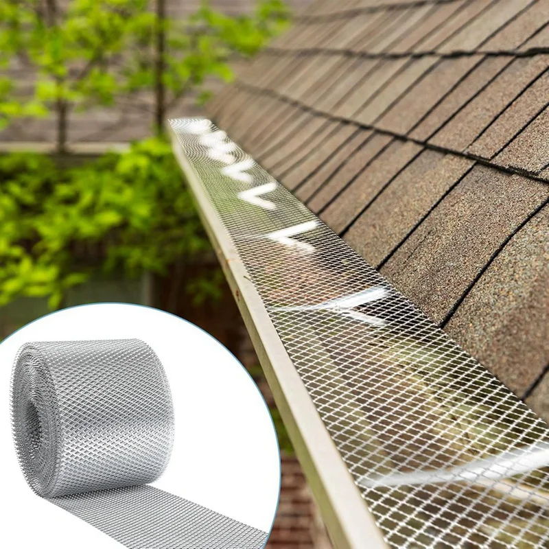 X18A-Gutter Guard Mesh Filter Gutter Cover DIY Gutter Screen Protection Netting Roll With 10 Fixed Cable Tie For Leaves