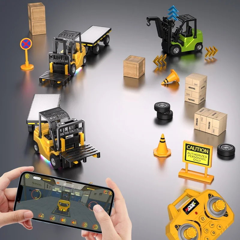 Mini Alloy RC Forklift Truck Toy with 2.4G Remote Control