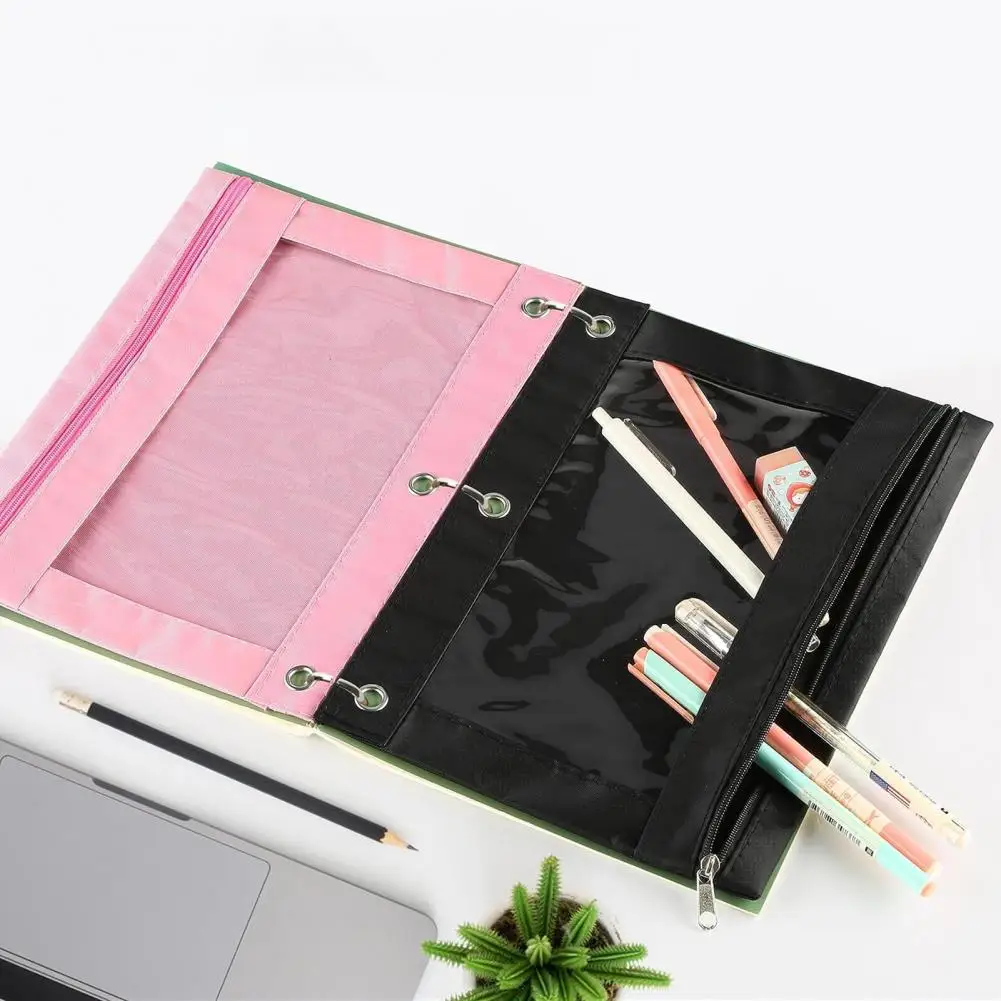 

4 Pcs Pencil Cases Zipper Closure Waterproof Oxford Cloth Pencil Pouch 3 Ring Binder Office Pencil Bag Stationery Storage Bag