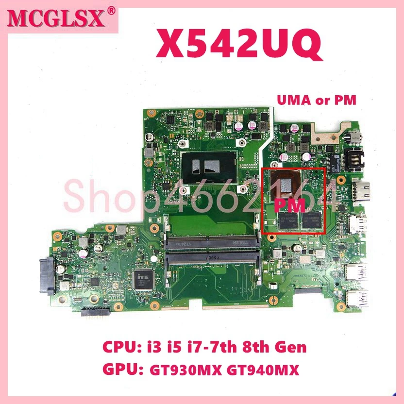 Placa-mãe para Asus Mainboard para Asus A580u X542ua X542uar X542uq Uqr X542upr Fl8000u X542uf X542urv X542upr