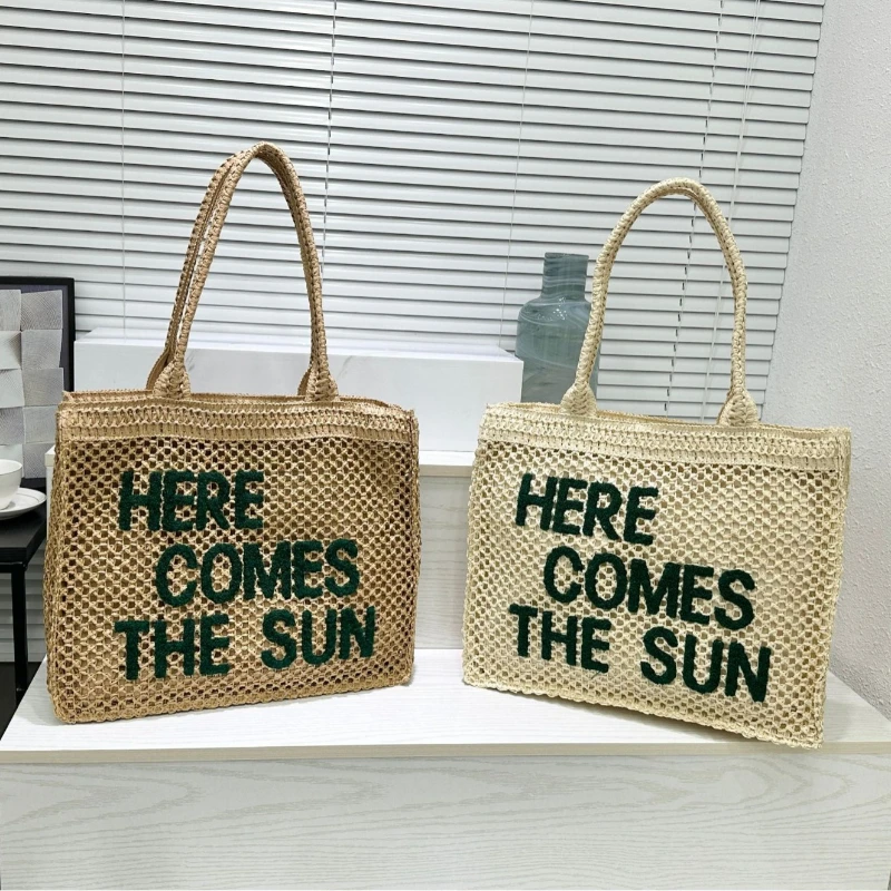 

Fashion Straw Bag Large Capacity Tote Beach Embroidery Single Shoulder High Quality Women's Handbag