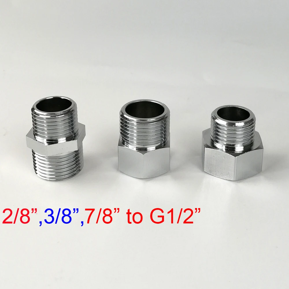 Pipe Fitting Chrome Brass Adapter Pipe Fitting Male Female G1/2 NPT 7/8 USA Bathroom T adapter 1pc