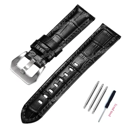 Elegant Leather Watch Band - Premium Strap for Timeless Style (Multiple Sizes Available) (Black - silver)