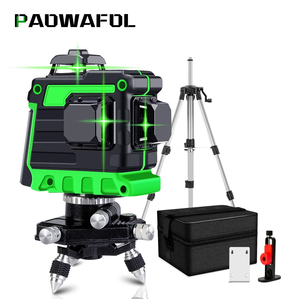 12 Lines 3D Laser Level Green Laser Line SelfLeveling 360 Degree Horizontal & Vertical Cross Lines