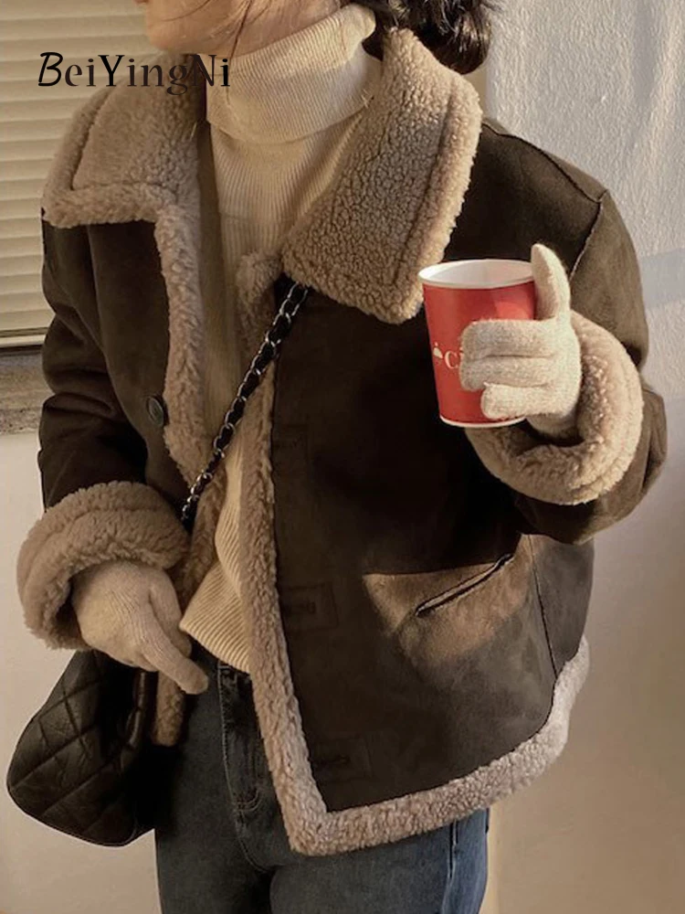 

Beiyingni 2023 Autumn Winter Jacket for Women Thick Warm Single-breasted Vintage French Coats Female Casual Korean Chic Jackets