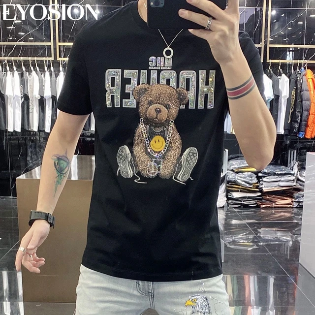 Teddy Bear Print T Shirt Long Sleeve Casual Top For Spring Fall