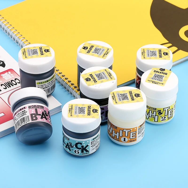 Japan deleter series waterproof ink / manga ink / white dip pen black correction fluid 30ml drawing tools art supplies