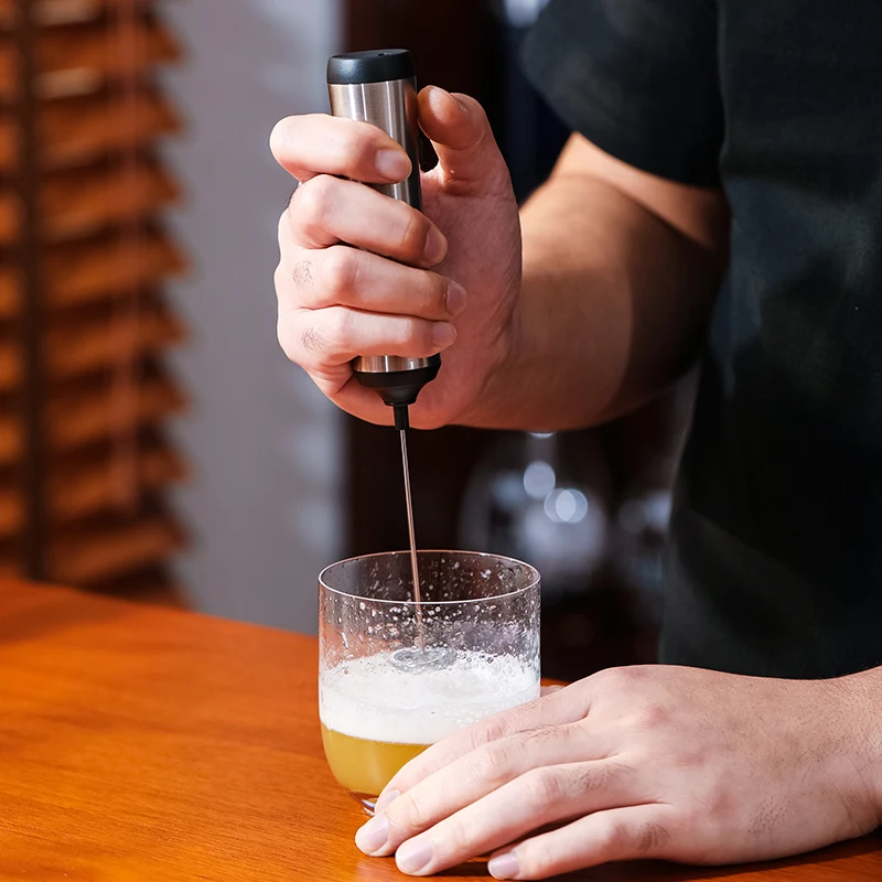 Handheld Battery Operated Electric Foam Maker Drink Mixer with Stainless Steel Whisk and Stand for Cappuccino Bulletproof Coffee