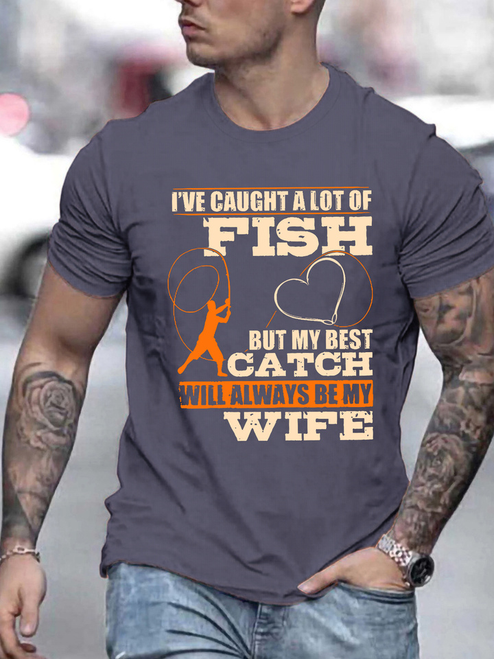 Men's Summer 100 Cotton Fashionable Casual Loose Large Creative Letter Pattern Printed Round Neck Short Sleeve T-shirt Top