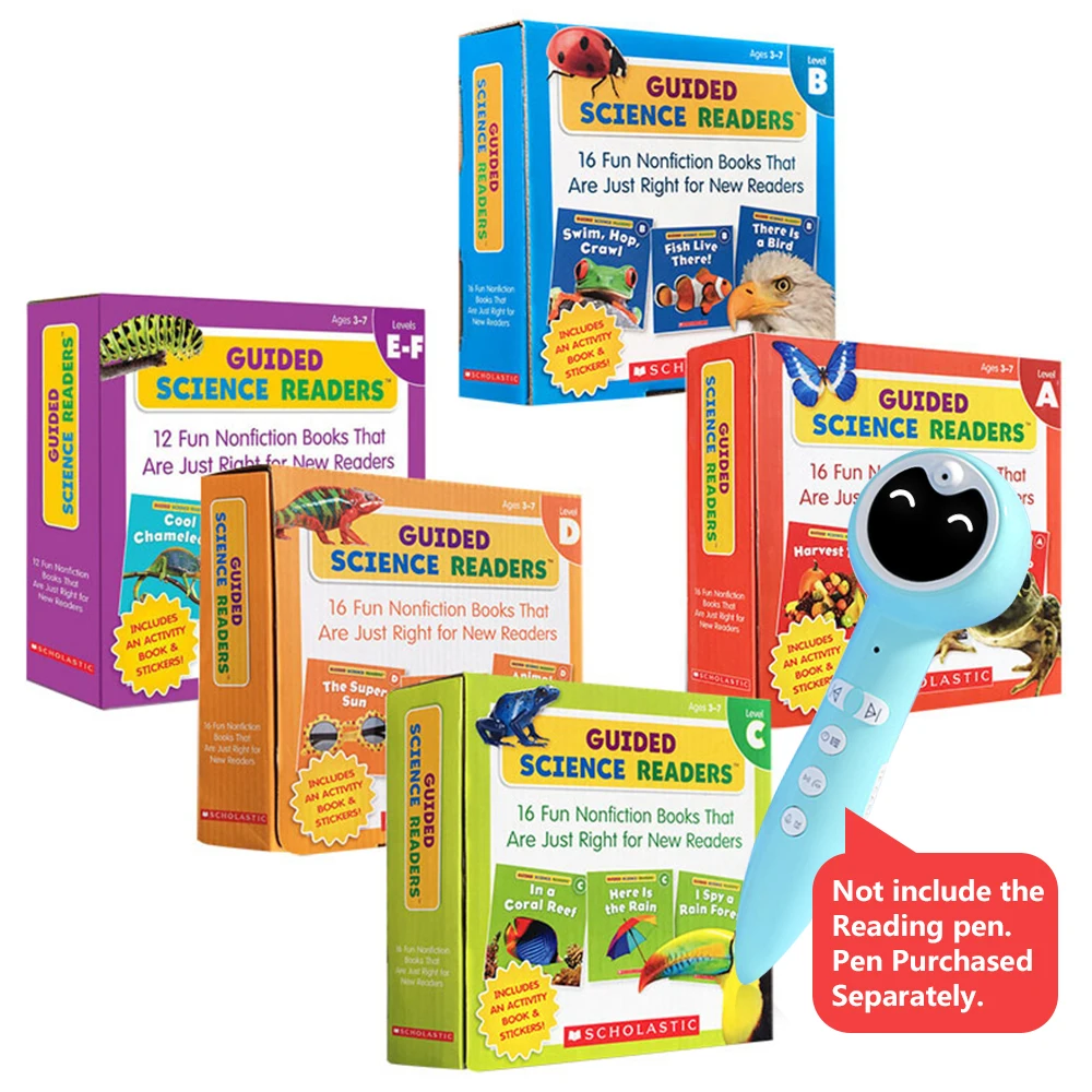 

5 Box/set English Scholastic Guided Science Readers ACDEF Let Students Children Book Baby Learn English Language Books for Kids