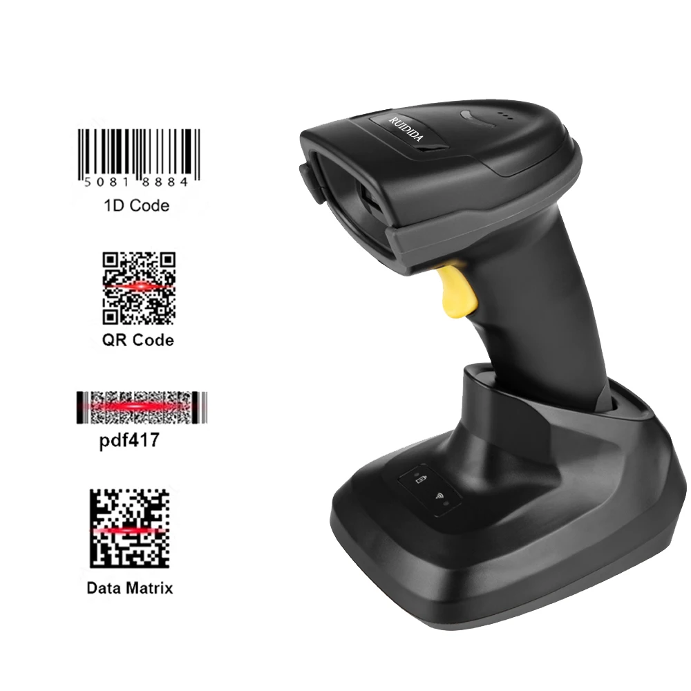 Scanner 2d Wireless with charging base qr Scanner Bluetooth Barcode Reader Code Bar Handheld Wireless Barcod PDF DM code