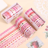 Kawaii Stars Love Heart Washi Tapes Set Gold Foil Masking Tape Scrapbooking Diary Journal Planner Supplies Cartoon Stationery 6