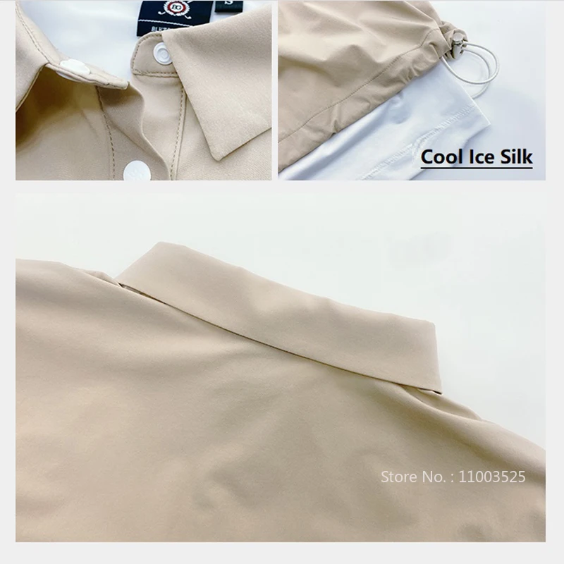 Women Golf Clothing Polo Top Ice Silk Long-sleeved Sunscreen T-Shirt Fake Two-piece Loose Shirt Tennis Pleated Skirt Ladies Golf Skorts