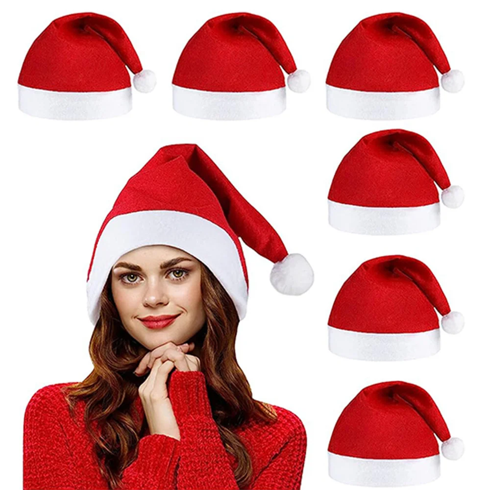 Adults Kids Christmas Hats Non-woven Fabric Santa Claus Xmas Hats Cap Merry Christmas New Year Party Festival Decoration Gifts
