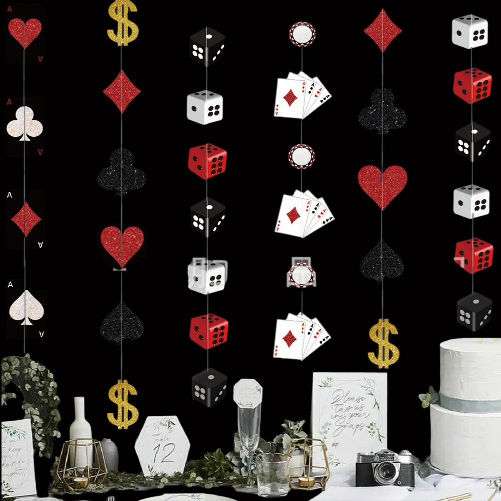 Casino Thema Party Dekorationen Hängende Girlanden Poker Hängen Banner Las Vegas Thema Karte Girlanden Poker Nacht Geburtstag Liefert