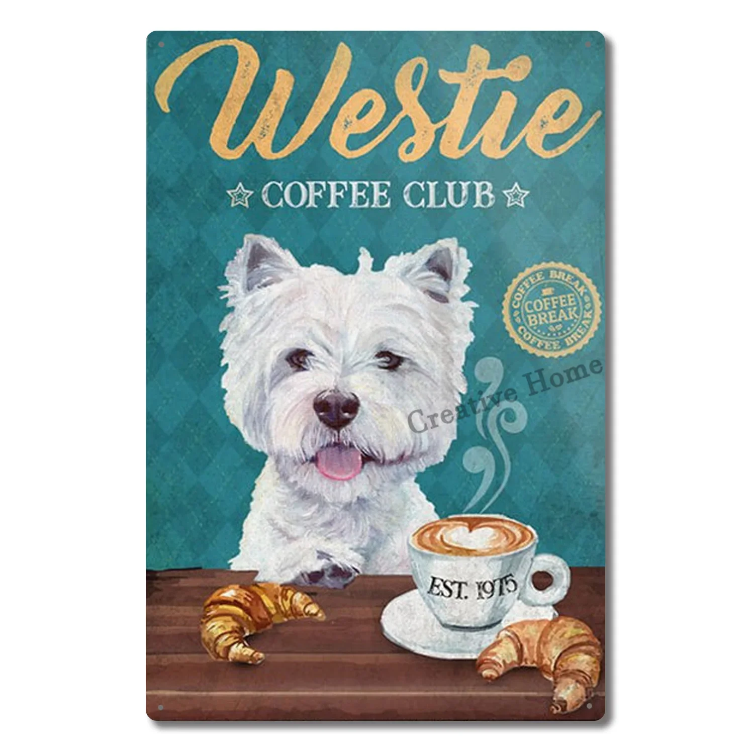 Description Picture 6 of itemWestie White Terrier Dog Metal Sign &Co. Bath Soap Wash Your Paws Vintage Plaque Poster Tin Sign Wall Decor Metal Decoration