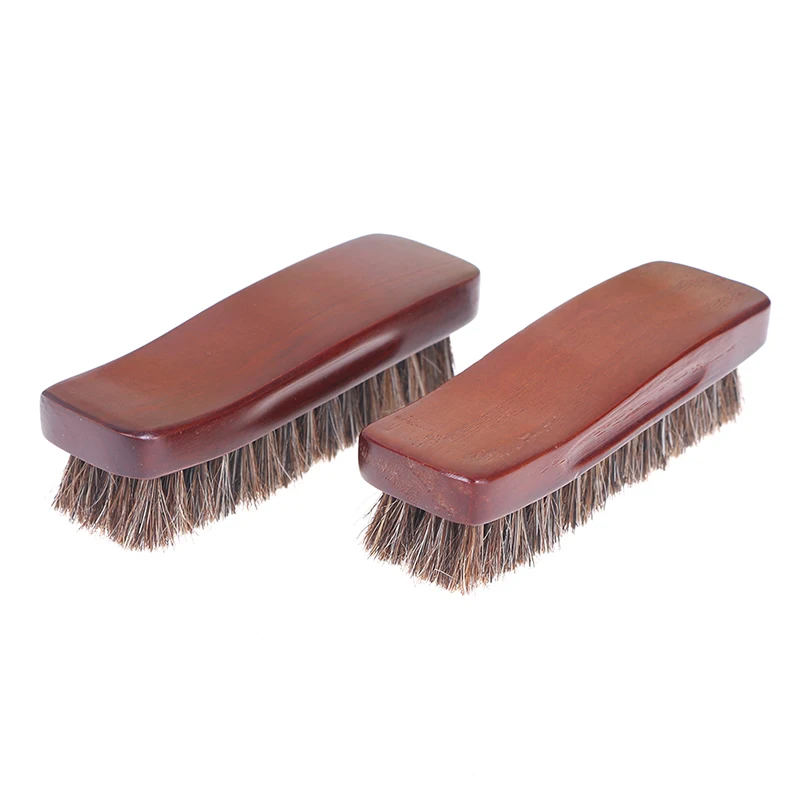 Natural wood Bristle Horse Hair Shoe Boot Brush Care Clean Shine Polish Brush 6